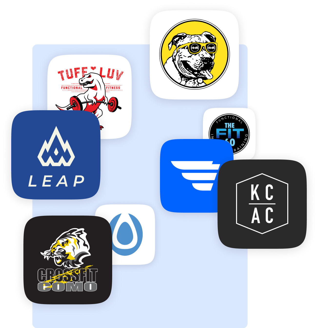 Logos of the best gym branded app clients