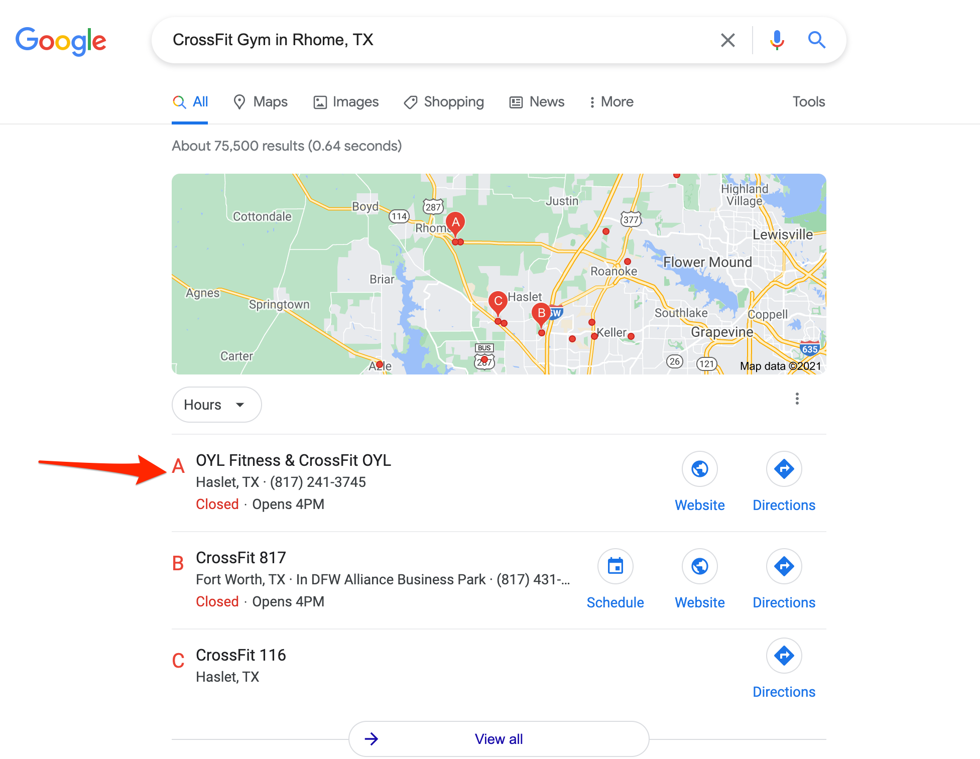 Local SEO Example for CrossFit Gym OYL - PushPress helps with your Local SEO and Gym Management